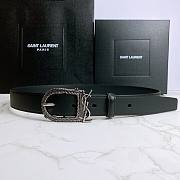 Saint Laurent Celtic Black Leather Belt - 3cm - 6