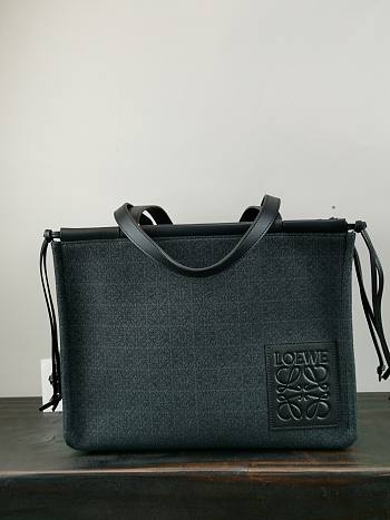 Loewe Small Cushion Tote in Anagram jacquard and calfskin black 35x27x19cm
