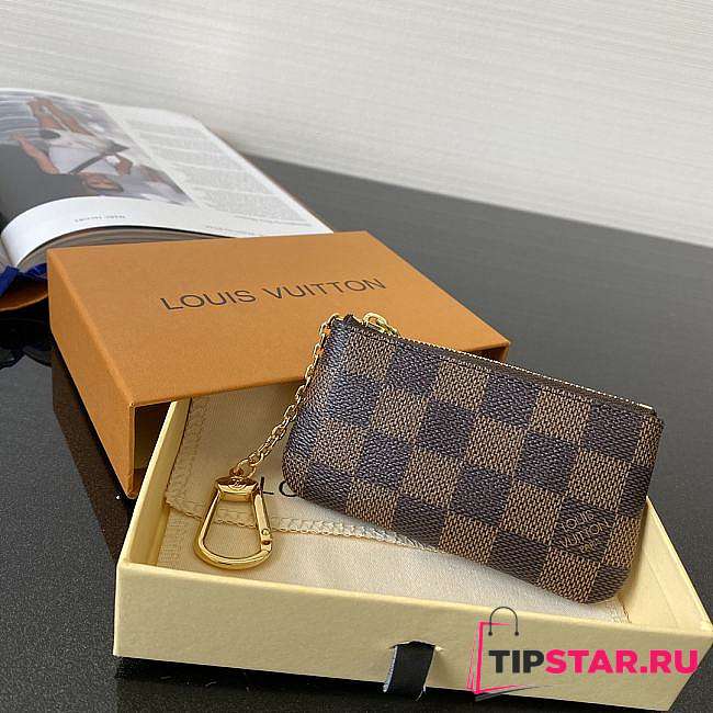 LV KEY POUCH DAMIER EBENE CANCAS N62658 12x7x1.5cm - 1