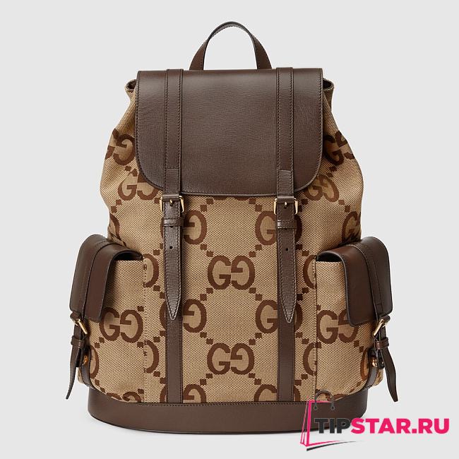 Gucci Backpack with jumbo GG Brown leather trim - 678829 - 34x42x16cm - 1