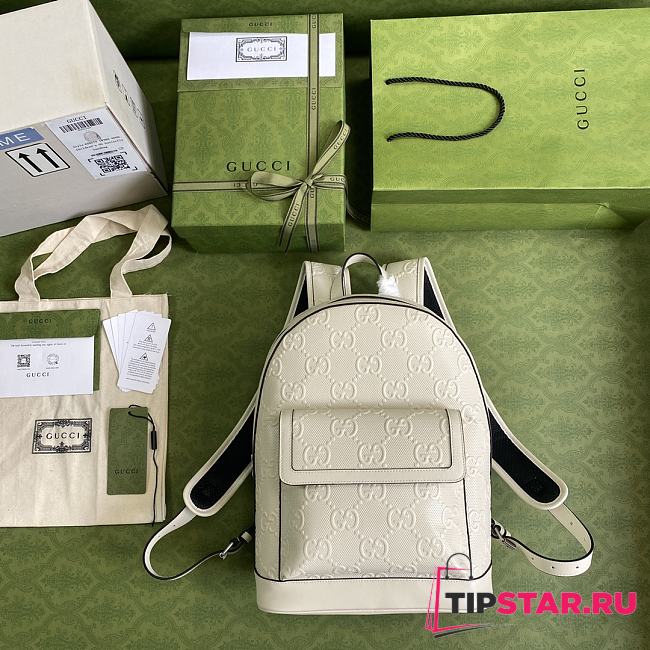 Gucci white embossed leather backpack - 658579 - 27×37×13cm - 1