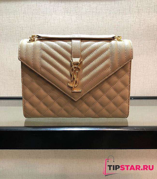 YSL Chain Bag In Beige With Gold Hardware 24x17.5x7cm - 1