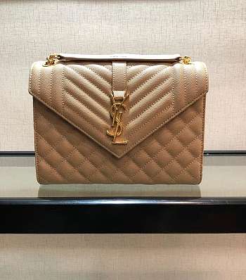 YSL Chain Bag In Beige With Gold Hardware 24x17.5x7cm