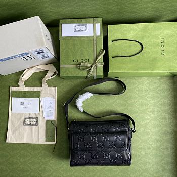 Gucci black embossed leather messenger bag - 658565 - 29×22×9.5cm