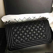 Chanel Medium Quilted Caviar Black Silver A13043  - 3