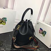 Prada Leather Bucket Bag Black - 1BE018 - 21×25×15cm - 4