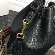 Prada Leather Bucket Bag Black - 1BE018 - 21×25×15cm - 2