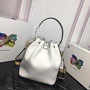 Prada Leather Bucket Bag White - 1BE018 - 21×25×15cm - 4