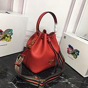 Prada Leather Bucket Bag Red - 1BE018 - 21×25×15cm - 5