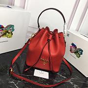Prada Leather Bucket Bag Red - 1BE018 - 21×25×15cm - 4