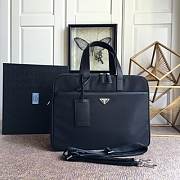 Prada Nylon and Saffiano Leather Work Bag Black - 2VE407 - 1