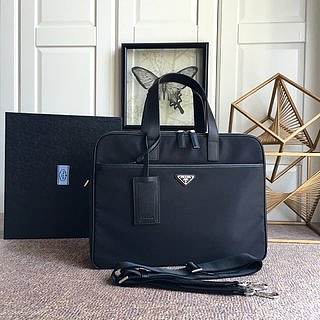 Prada Nylon and Saffiano Leather Work Bag Black - 2VE407