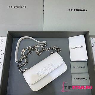 BALENCIAGA WOMEN'S GOSSIP XS BAG WITH CHAIN CROCODILE EMBOSSED IN WHITE - 679863 - 1