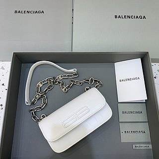 BALENCIAGA WOMEN'S GOSSIP XS BAG WITH CHAIN CROCODILE EMBOSSED IN WHITE - 679863