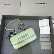 BALENCIAGA WOMEN'S GOSSIP XS BAG WITH CHAIN CROCODILE EMBOSSED IN LIGHT GREEN - 679863 - 1