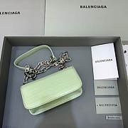 BALENCIAGA WOMEN'S GOSSIP XS BAG WITH CHAIN CROCODILE EMBOSSED IN LIGHT GREEN - 679863 - 3