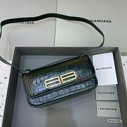 BALENCIAGA WOMEN'S GOSSIP SMALL BAG CROCODILE EMBOSSED IN FOREST GREEN - 674693 - 1