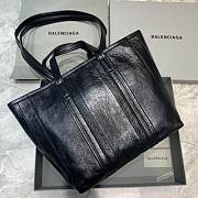 BALENCIAGA WOMEN'S BARBES MEDIUM EAST-WEST SHOPPER LAMBSKIN BAG IN BLACK - 671409 - 4