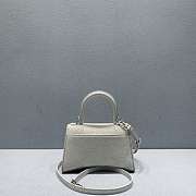 BALENCIAGA WOMEN'S HOURGLASS XS HANDBAG IN GLITTER MATERIAL IN GREY - 592833 - 3