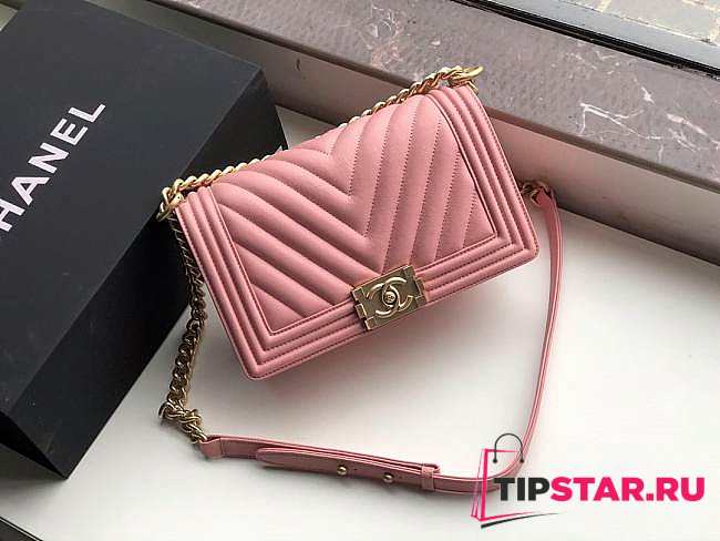 CHANEL V Boy Chanel Handbag (Light Pink) - 1