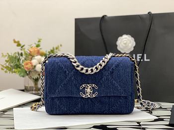 Chanel 19 Handbag Soft Goatskin 26 Medium Denim - AS1160