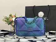 CHANEL 19 HANDBAG LACQUERED METAL BLUE & PURPLE - AS1160 - 26cm - 1