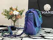 CHANEL 19 HANDBAG LACQUERED METAL BLUE & PURPLE - AS1160 - 26cm - 2