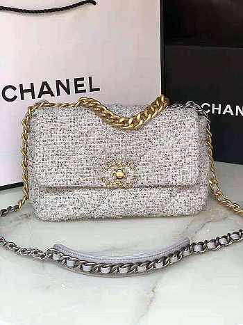 Chanel 19 Tweed & Fabric Handbag - AS1160 - 26x16x9cm