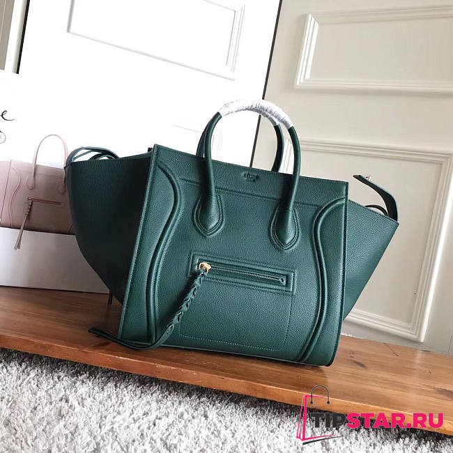 CELINE MICRO LUGGAGE HANDBAG IN BABY DRUMMED CALFSKIN GREEN - 30x28x24cm - 1