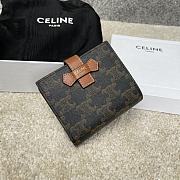 CELINE MEDIUM STRAP WALLET IN TRIOMPHE CANVAS AND LAMBSKIN TAN - 10B642 - 1