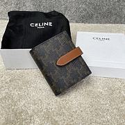 CELINE MEDIUM STRAP WALLET IN TRIOMPHE CANVAS AND LAMBSKIN TAN - 10B642 - 3