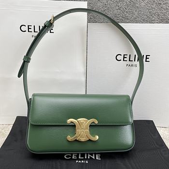 Celine Triomphe Shoulder Bag In Shiny Calfskin In Green 
