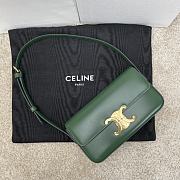 Celine Triomphe Shoulder Bag In Shiny Calfskin In Green  - 3