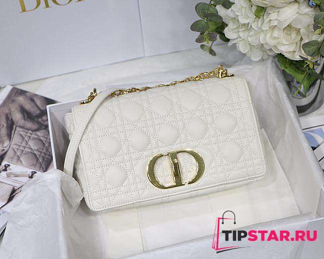 MEDIUM DIOR CARO BAG Ivory Supple Cannage Calfskin - M9242U  - 1