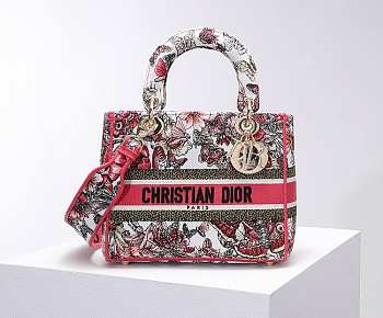 Dior Medium Lady D-Lite Multicolor Butterfly Embroidery - M0565 - 24x20x11cm