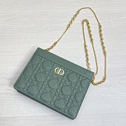 DIOR CARO ZIPPED POUCH WITH CHAIN Bright Green Grained Cannage Calfskin - S51064 - 4