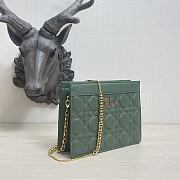 DIOR CARO ZIPPED POUCH WITH CHAIN Bright Green Grained Cannage Calfskin - S51064 - 3