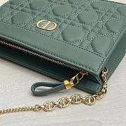 DIOR CARO ZIPPED POUCH WITH CHAIN Bright Green Grained Cannage Calfskin - S51064 - 2