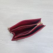 DIOR CARO ZIPPED POUCH WITH CHAIN Red Grained Cannage Calfskin - 19x14x3cm - 5