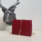 DIOR CARO ZIPPED POUCH WITH CHAIN Red Grained Cannage Calfskin - 19x14x3cm - 4