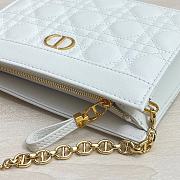 DIOR CARO ZIPPED POUCH WITH CHAIN White Grained Cannage Calfskin - 19x14x3cm - 5