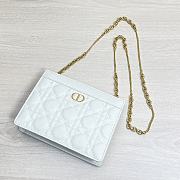 DIOR CARO ZIPPED POUCH WITH CHAIN White Grained Cannage Calfskin - 19x14x3cm - 4