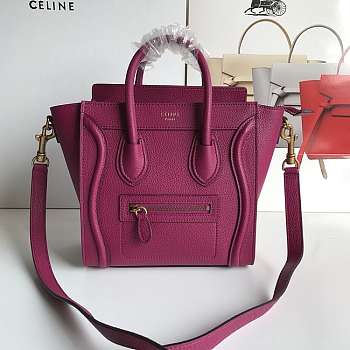 Celine NANO LUGGAGE BAG IN DRUMMED CALFSKIN Pink - 20x20x10cm