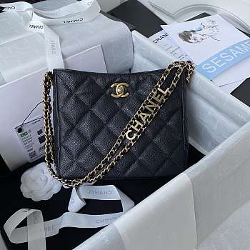Chanel Small Hobo Bag Grained Leather Black - AS3223 - 16x19x8cm