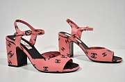Chanel 22s Printed Lambskin Cc Logo Ankle Strap Block Pink Heel Sandal - 2