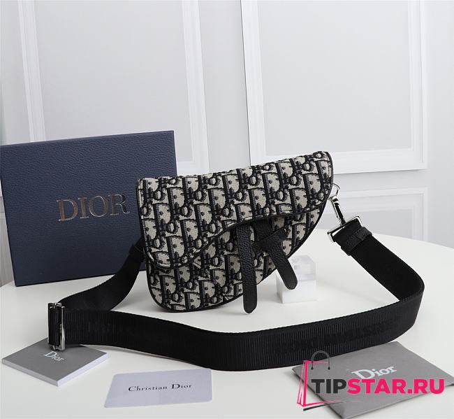 DIOR Saddle Mini Bag Oblique Black - 21x16x3cm - 1