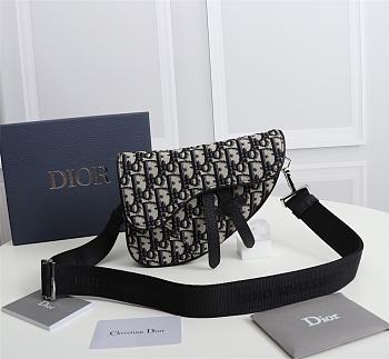 DIOR Saddle Mini Bag Oblique Black - 21x16x3cm
