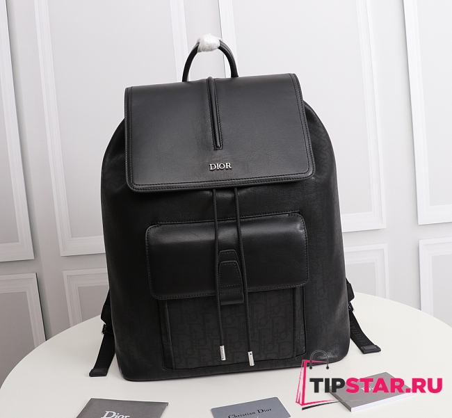 DIOR MOTION BACKPACK Black Oblique Galaxy Leather and Smooth Calfskin - 1ESBA1 - 1