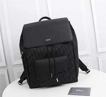 DIOR MOTION BACKPACK Black Oblique Mirage Technical Fabric and Grained Calfskin - 1ESBA1