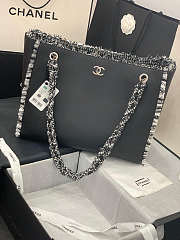 Chanel Shopping Bag Woven Chain With Shoulder Strap Cowhide Black - AS8485  - 3